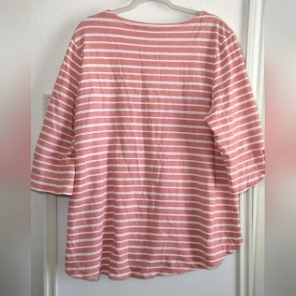 Zenergy by ChicosWomens Sz 3(in us 16 XL)Red-Orange Stripe 3/4 Sleeve Tunic Top - Picture 2 of 9